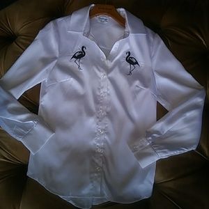 New bebe Silk Flamingo Blouse
